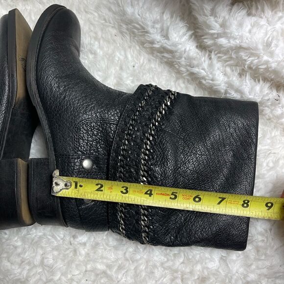 Nine West American Vintage Barstool ankle Boots Black Leather chain accent SZ8M - Picture 9 of 11